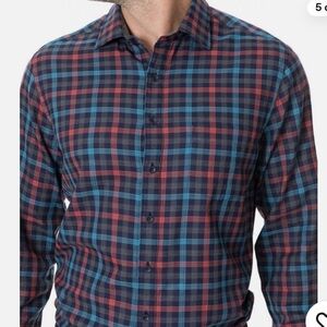 Rodd & Gunn Mens Large Button Down Shirt Plaid Stanaway Bordeaux